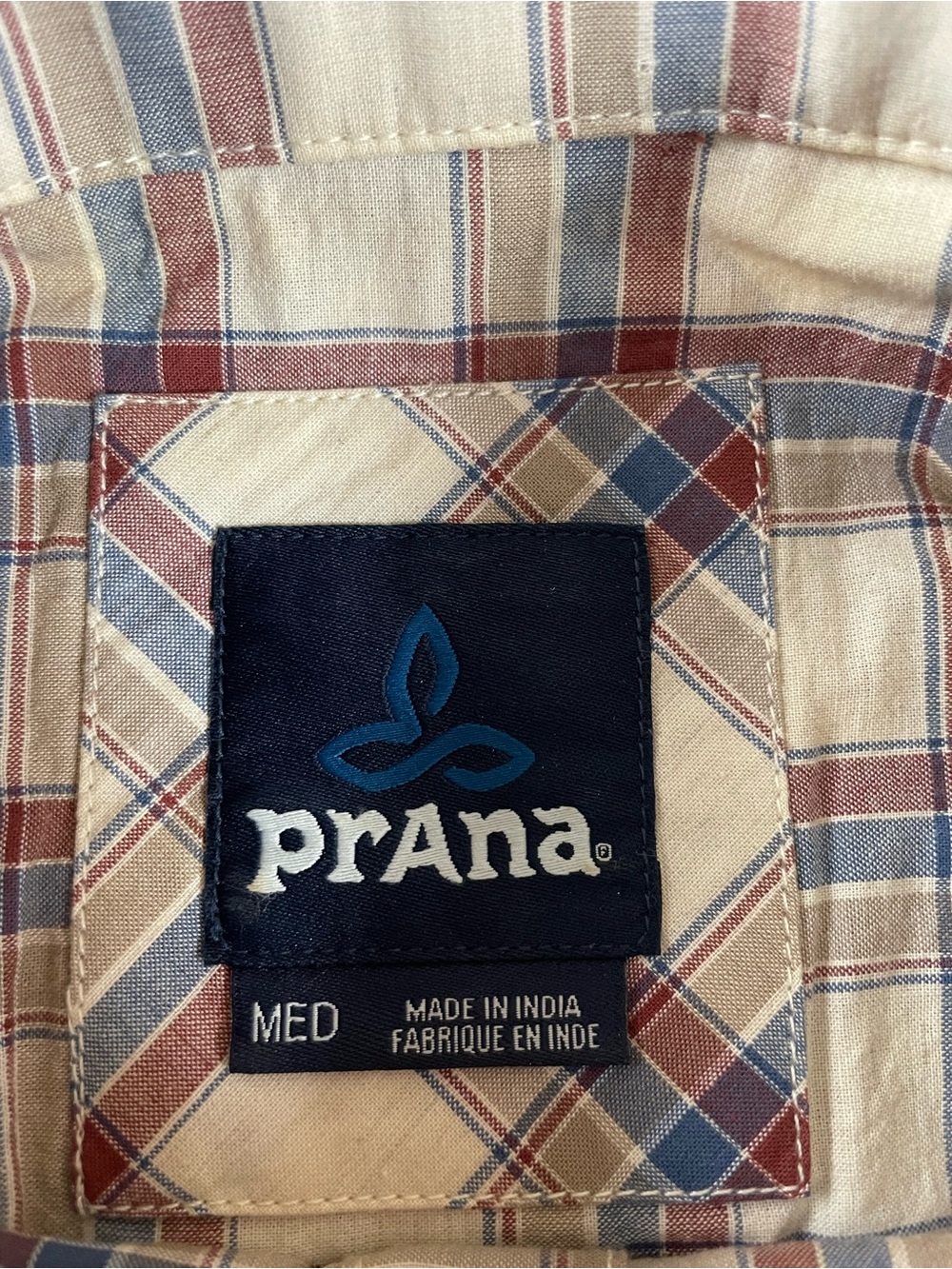 PrAna Plaid Button Shirt Men’s M *Altered Tapered* Short Sleeve School Casual
